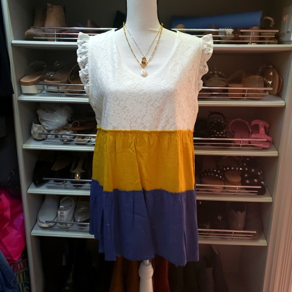 Mazik Tops - CLEARANCE Color Block Tiered Baby Doll Top